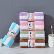 Soft Microfiber Hand & Face Towel for Kids and Adults – Super Absorbent Multicolor Striped Towel