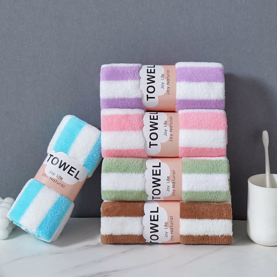 Soft Microfiber Bath Towel with Colorful Stripe Design – Multipurpose Towel for Bathroom, Kitchen, Travel। Super Absorbent Face and Hand Towel – Luxury Small Home Towel for Kids and Adults
