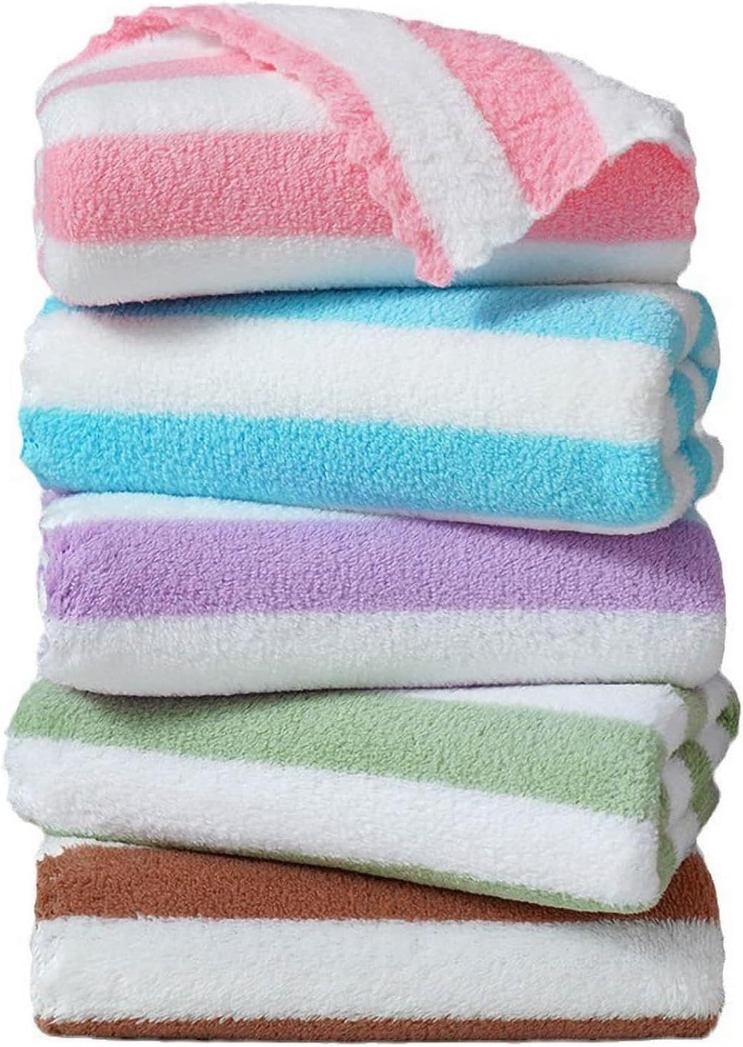 Soft Microfiber Hand & Face Towel for Kids and Adults – Super Absorbent Multicolor Striped Towel - Image 5