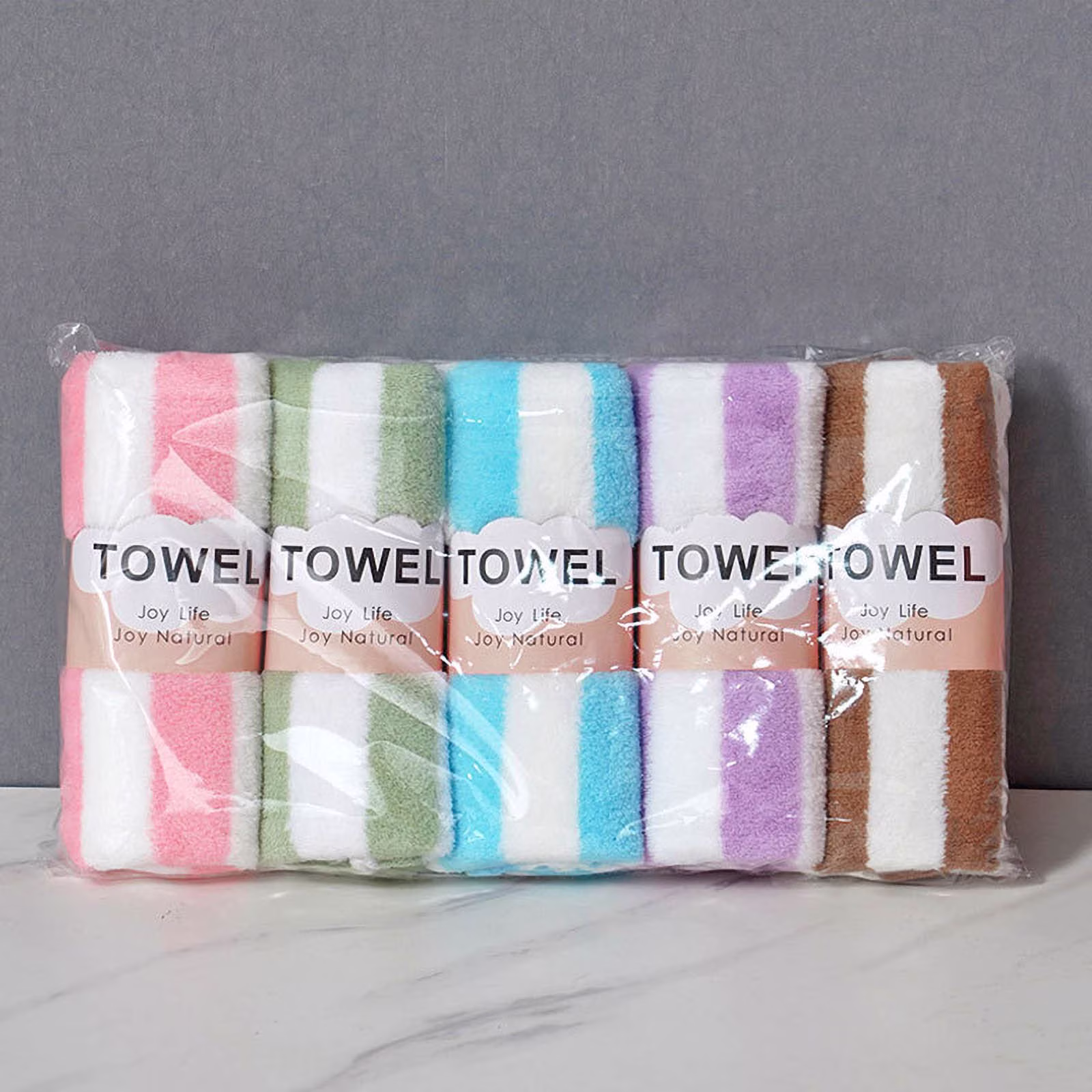 Soft Microfiber Hand & Face Towel for Kids and Adults – Super Absorbent Multicolor Striped Towel - Image 3